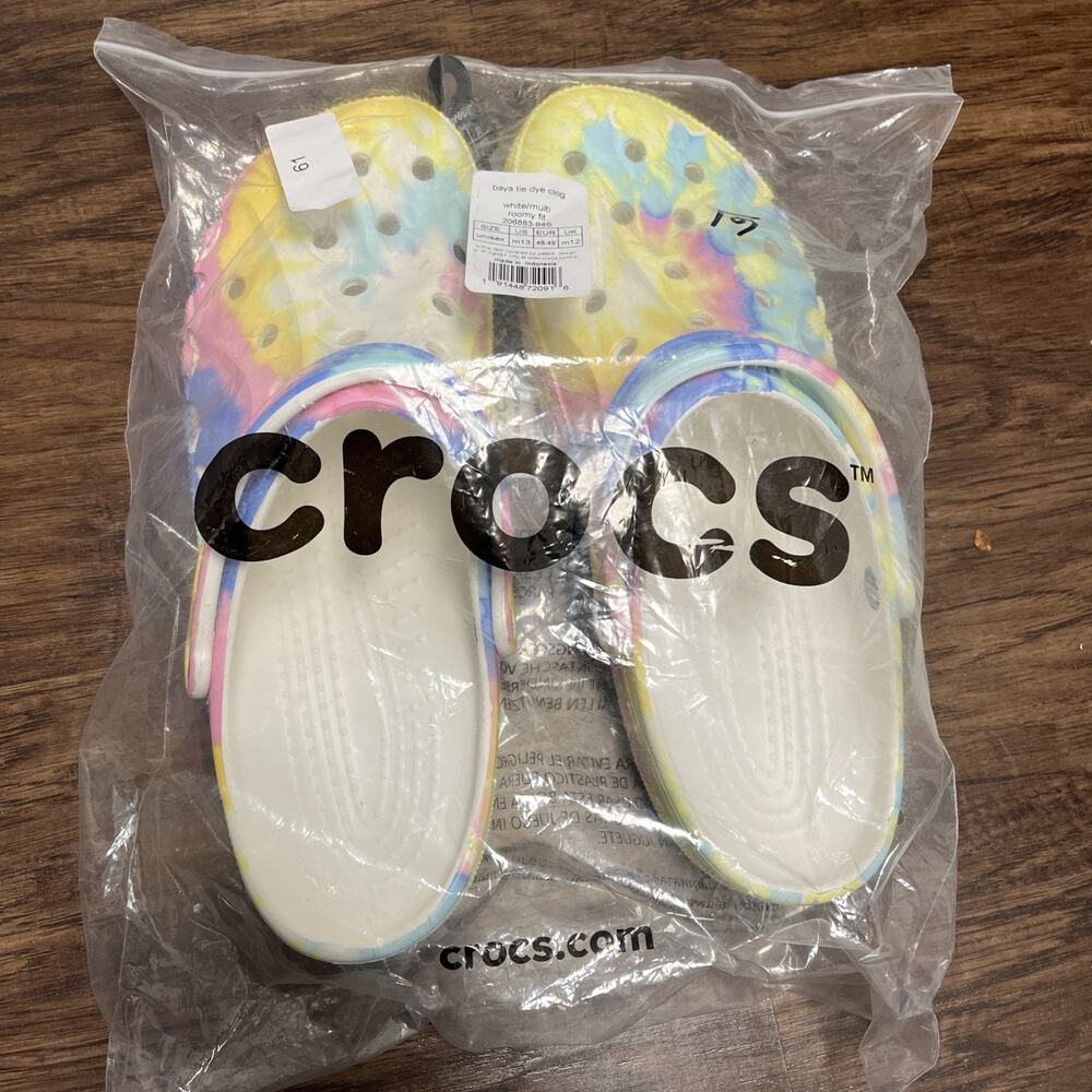 Crocs Men's Classic Tie-Dye Graphic Clog With Heel Straps Size 13 NWT